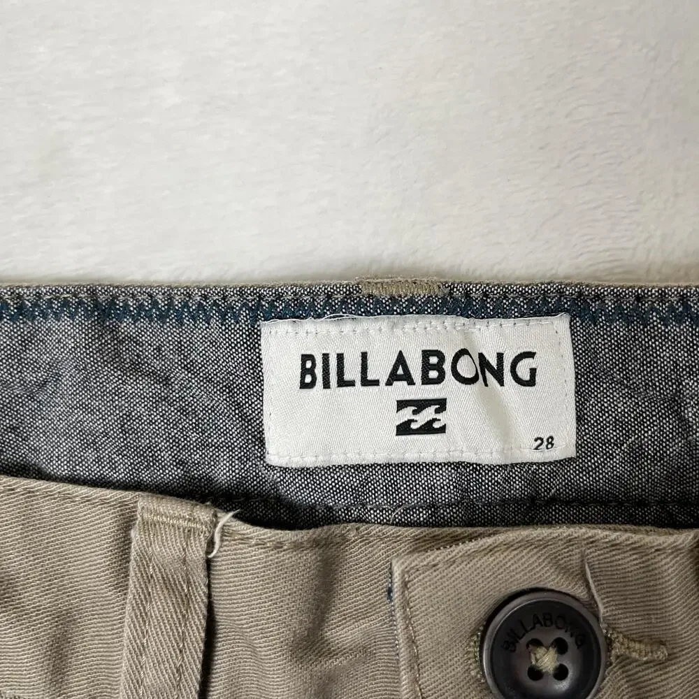 Billabong Shorts Mens 28 Beige Chino Canvas Flat Front 8 Inseam Beach Casual